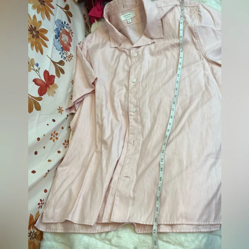 Banana Republic Mens XXL Standard Fit Pale Pink Linen Button Down Spring Shirt